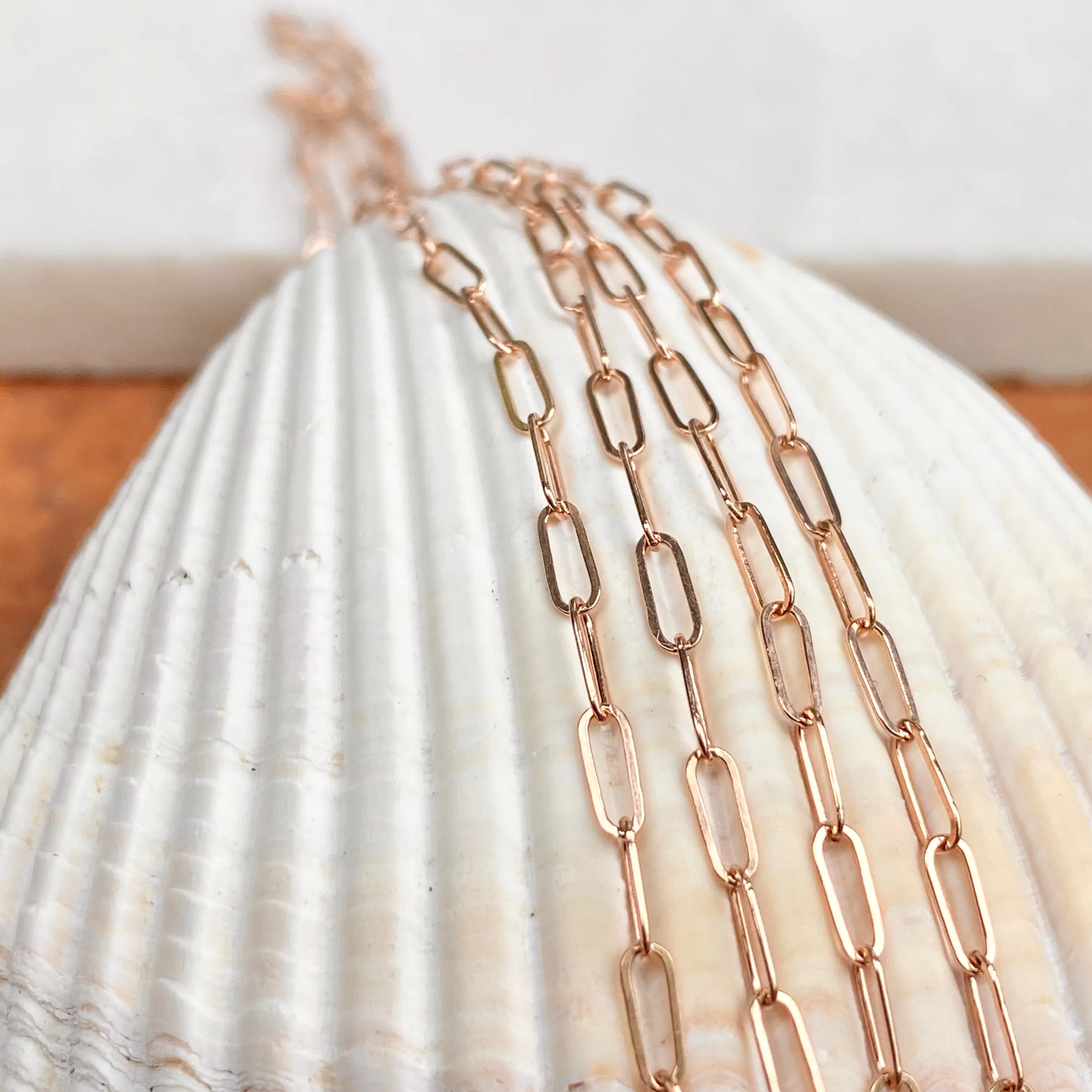 14KT Rose Gold Polished Open Paper Clip Chain Link Necklace 1.8mm