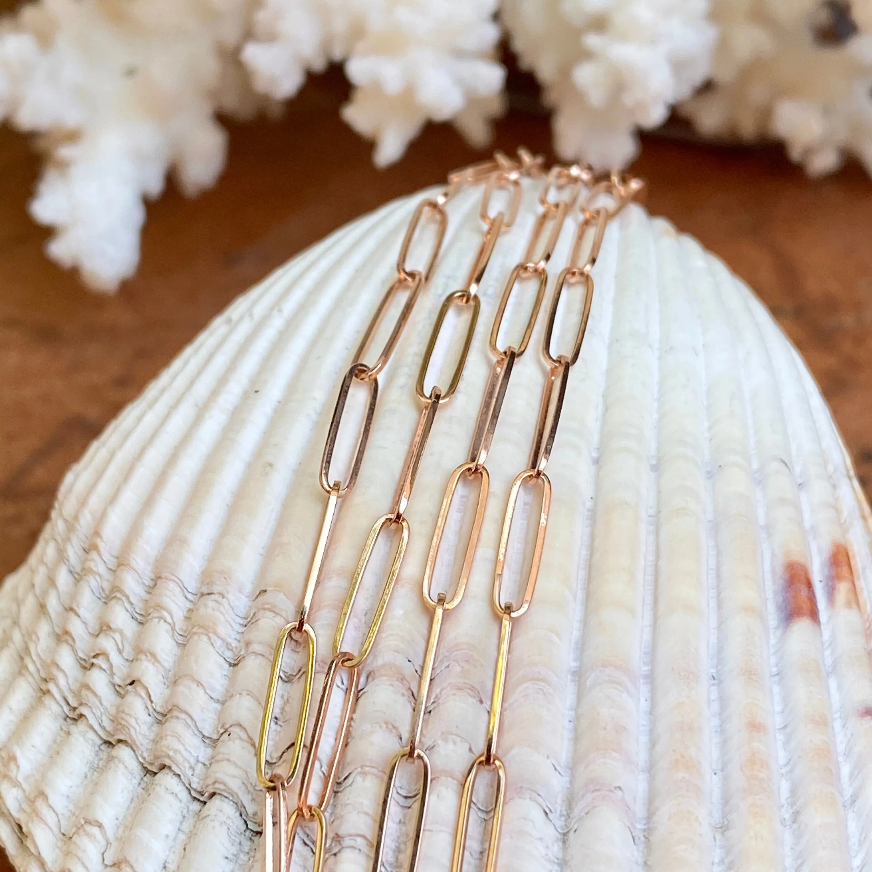 14KT Rose Gold Polished Open Paper Clip Chain Link Necklace 2.6mm