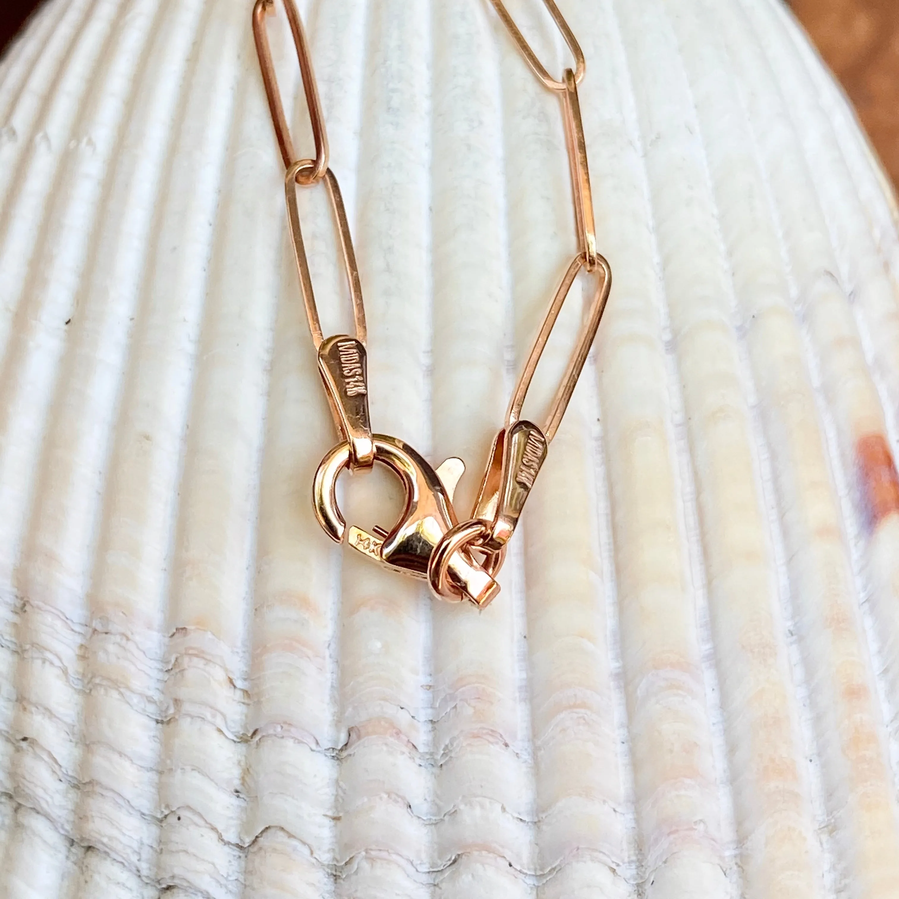 14KT Rose Gold Polished Open Paper Clip Chain Link Necklace 2.6mm