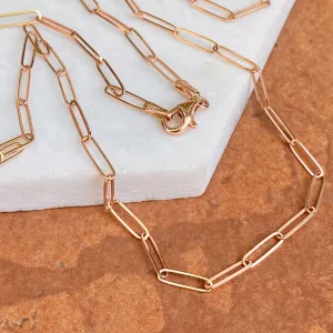 14KT Rose Gold Polished Open Paper Clip Chain Link Necklace 2.6mm