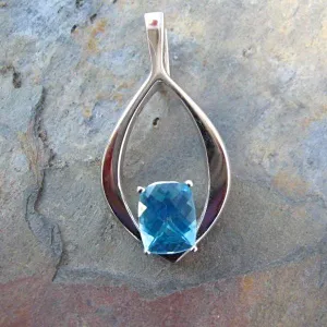 14KT White Gold Passion Blue Topaz Pendant Omega Slide
