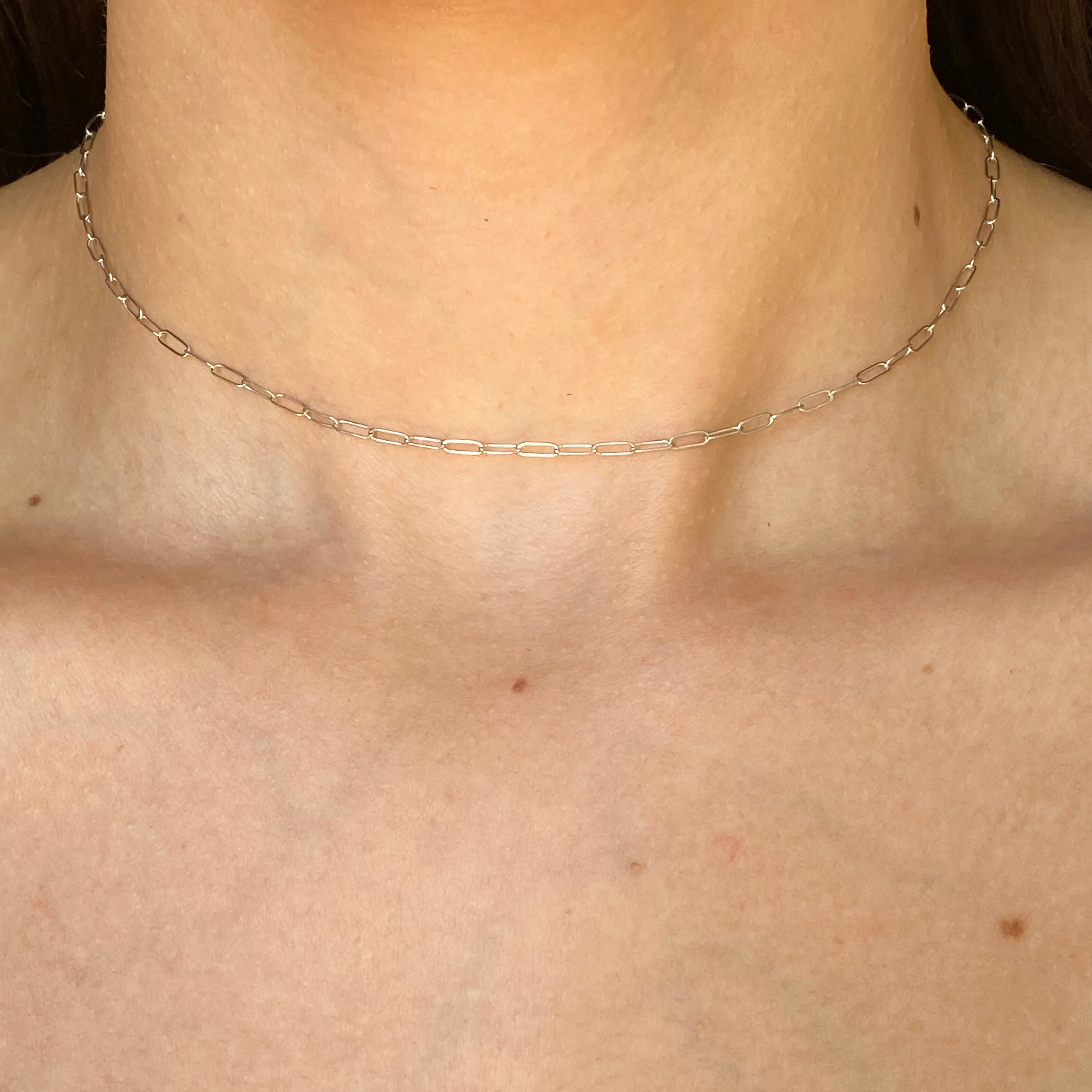 14KT White Gold Polished Open Paper Clip Chain Link Necklace 1.8mm
