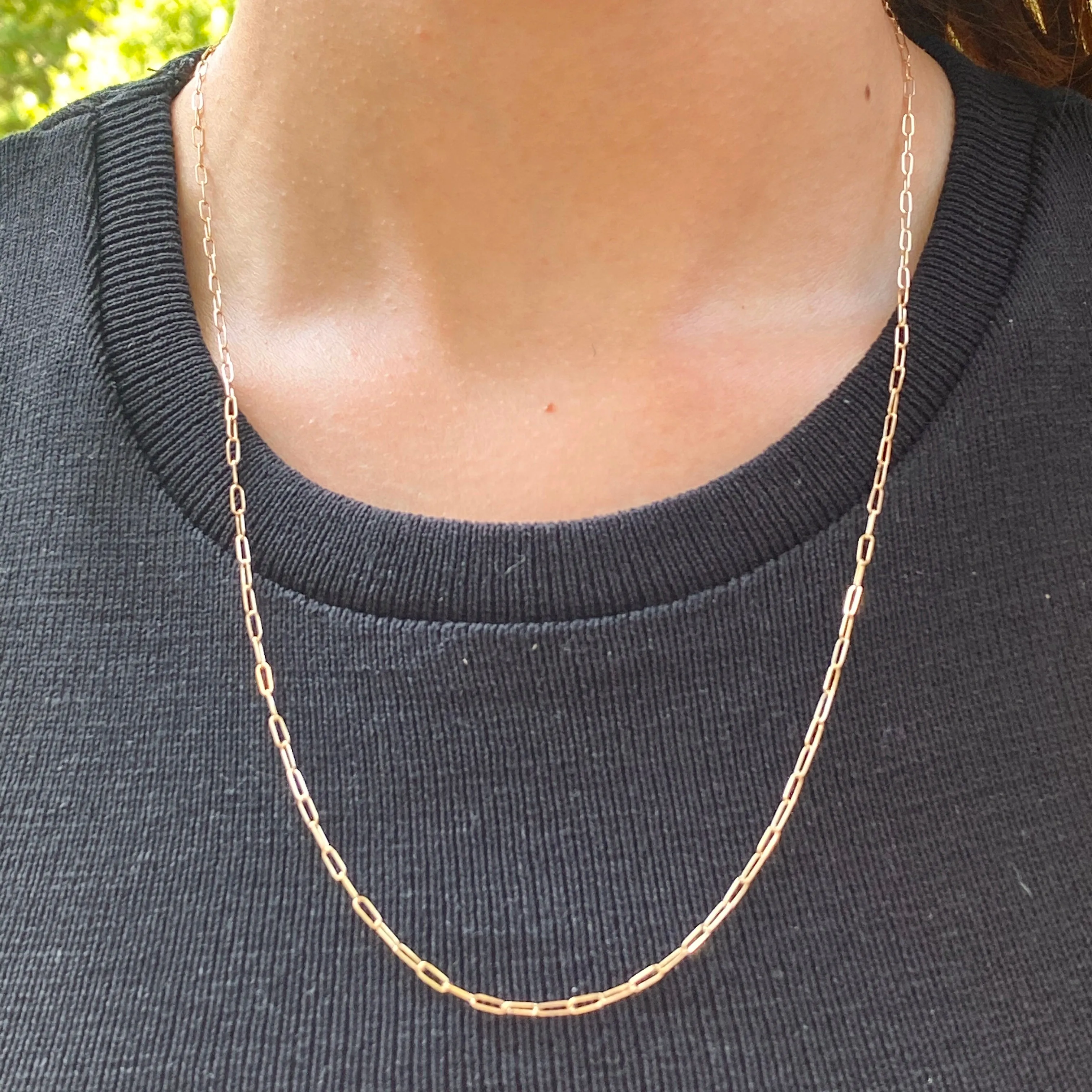 14KT Yellow Gold Polished Open Paper Clip Chain Link Necklace 1.8mm