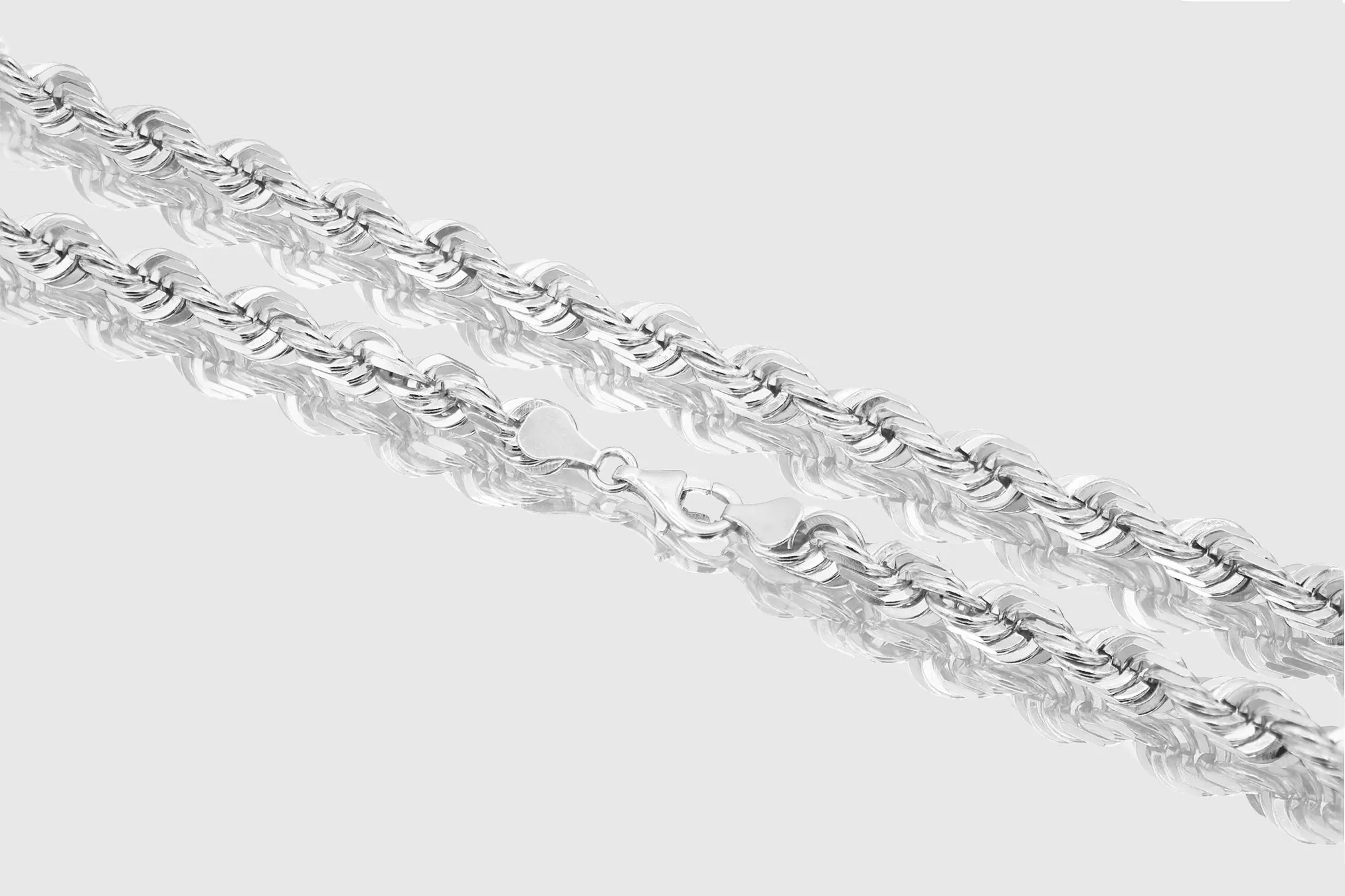 1.4mm - 12mm Solid Rope Necklace - 14k White Gold