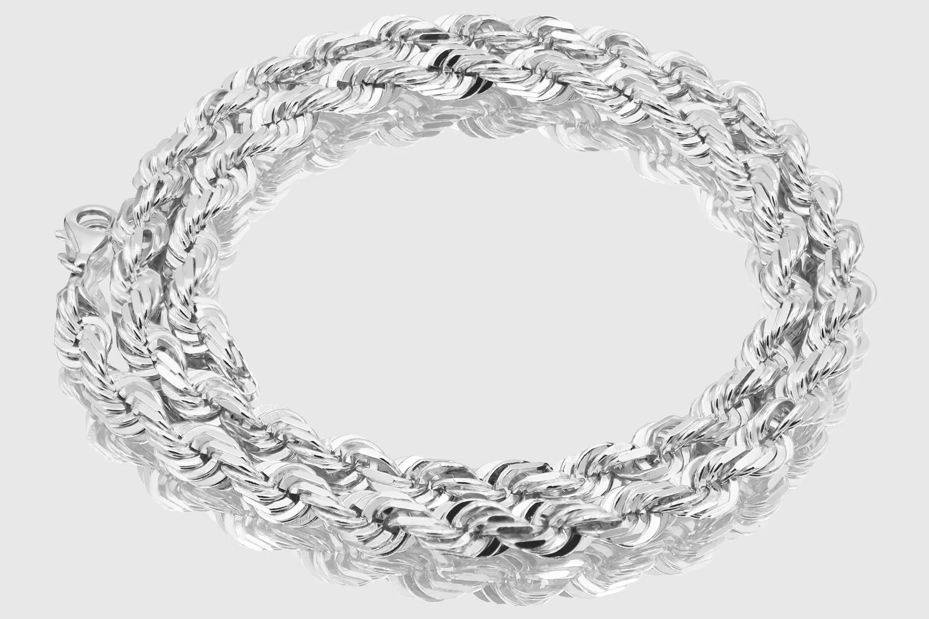 1.4mm - 12mm Solid Rope Necklace - 14k White Gold