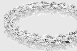 1.4mm - 12mm Solid Rope Necklace - 14k White Gold