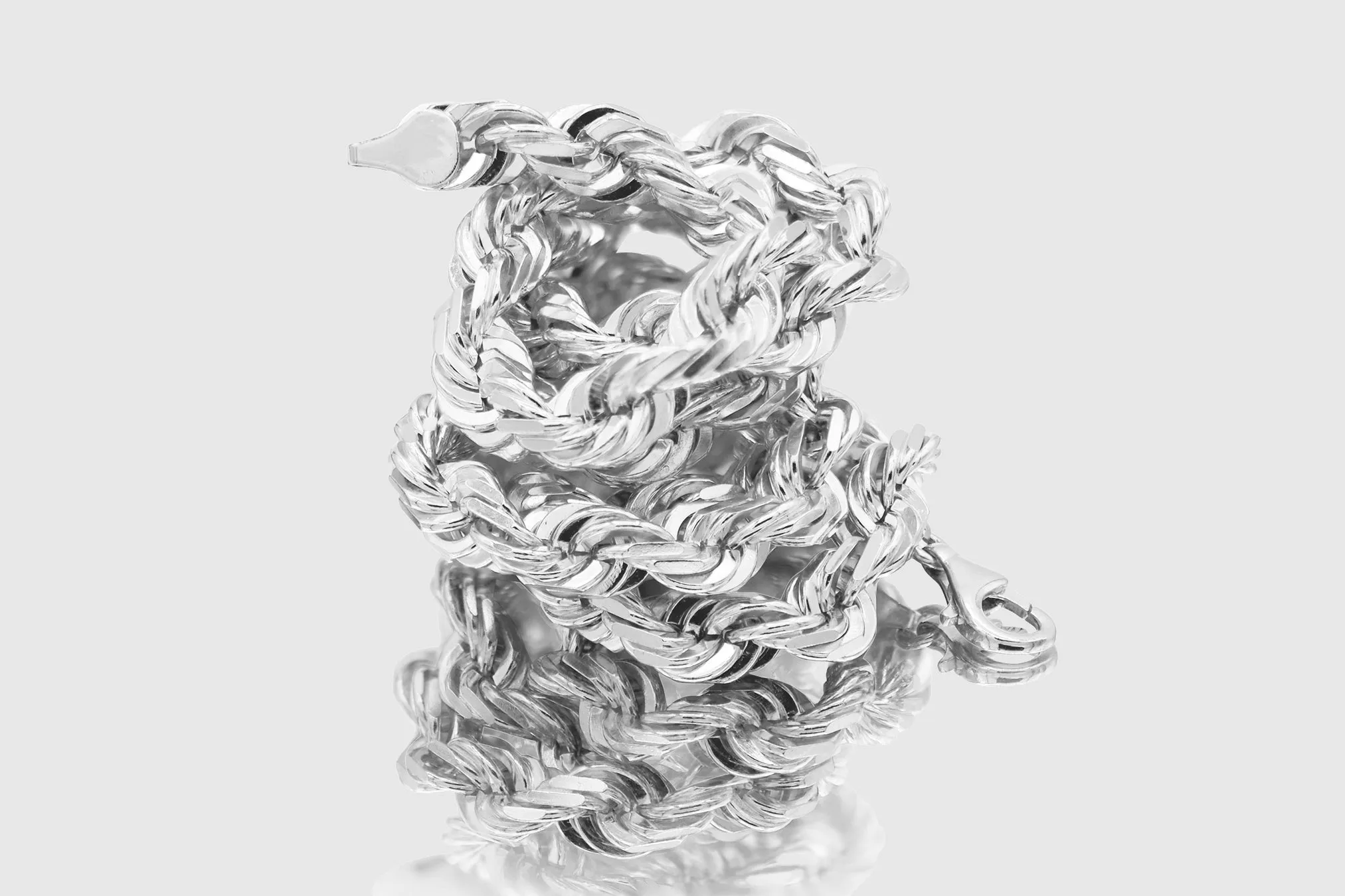 1.4mm - 12mm Solid Rope Necklace - 14k White Gold