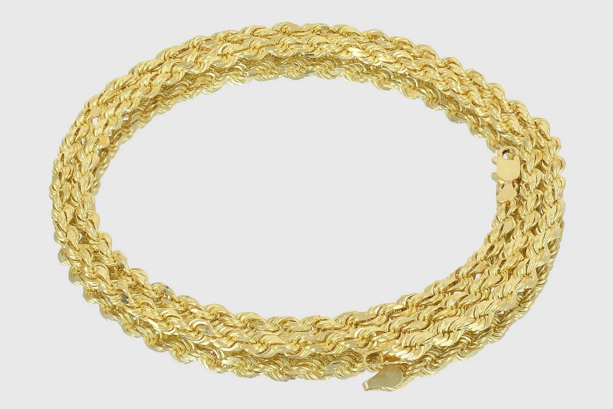 1.4mm - 5.5mm Solid Rope Necklace - 14k Yellow Gold