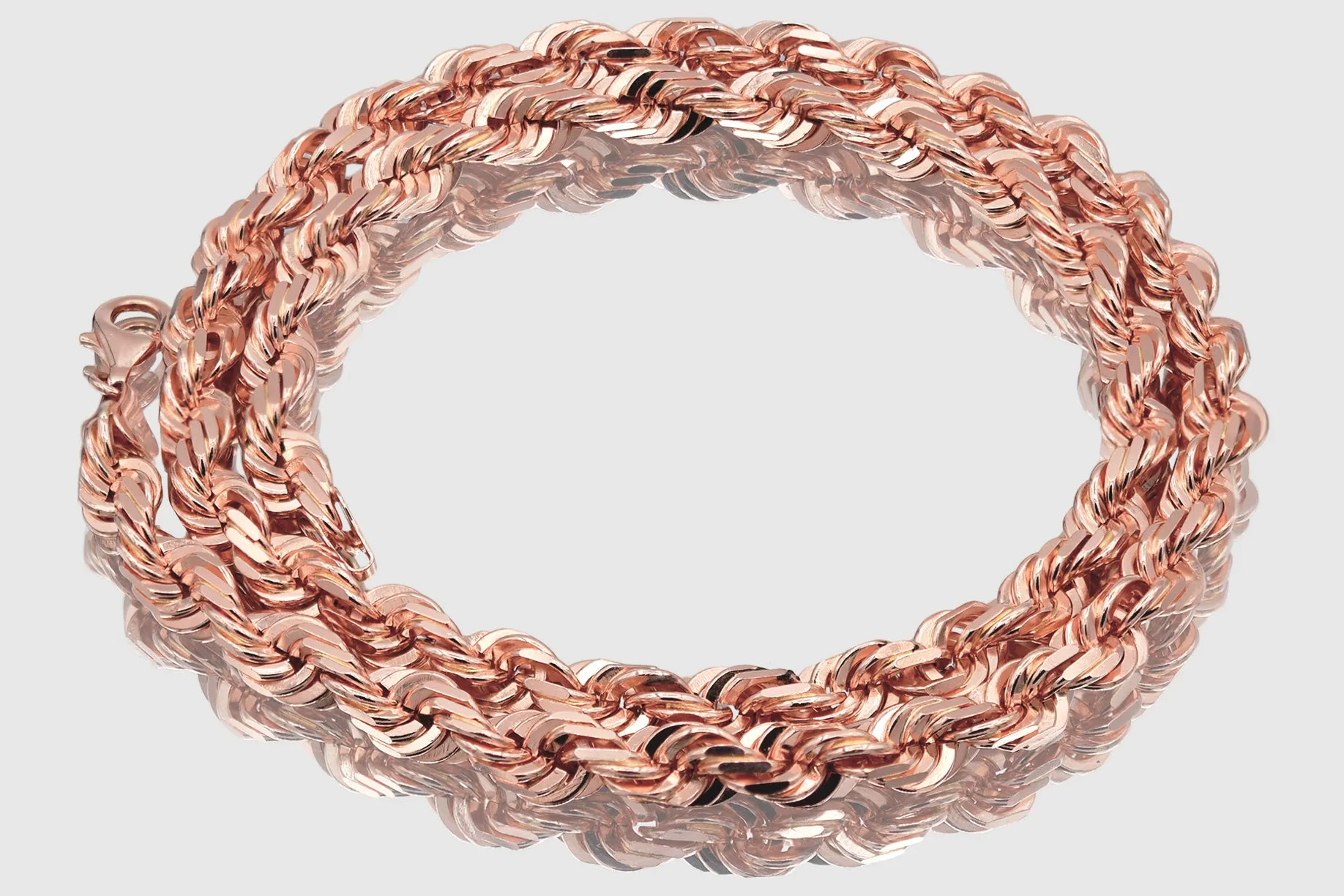 1.5mm - 12mm Solid Rope Necklace - 10k Rose Gold