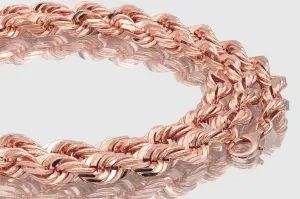 1.5mm - 12mm Solid Rope Necklace - 10k Rose Gold