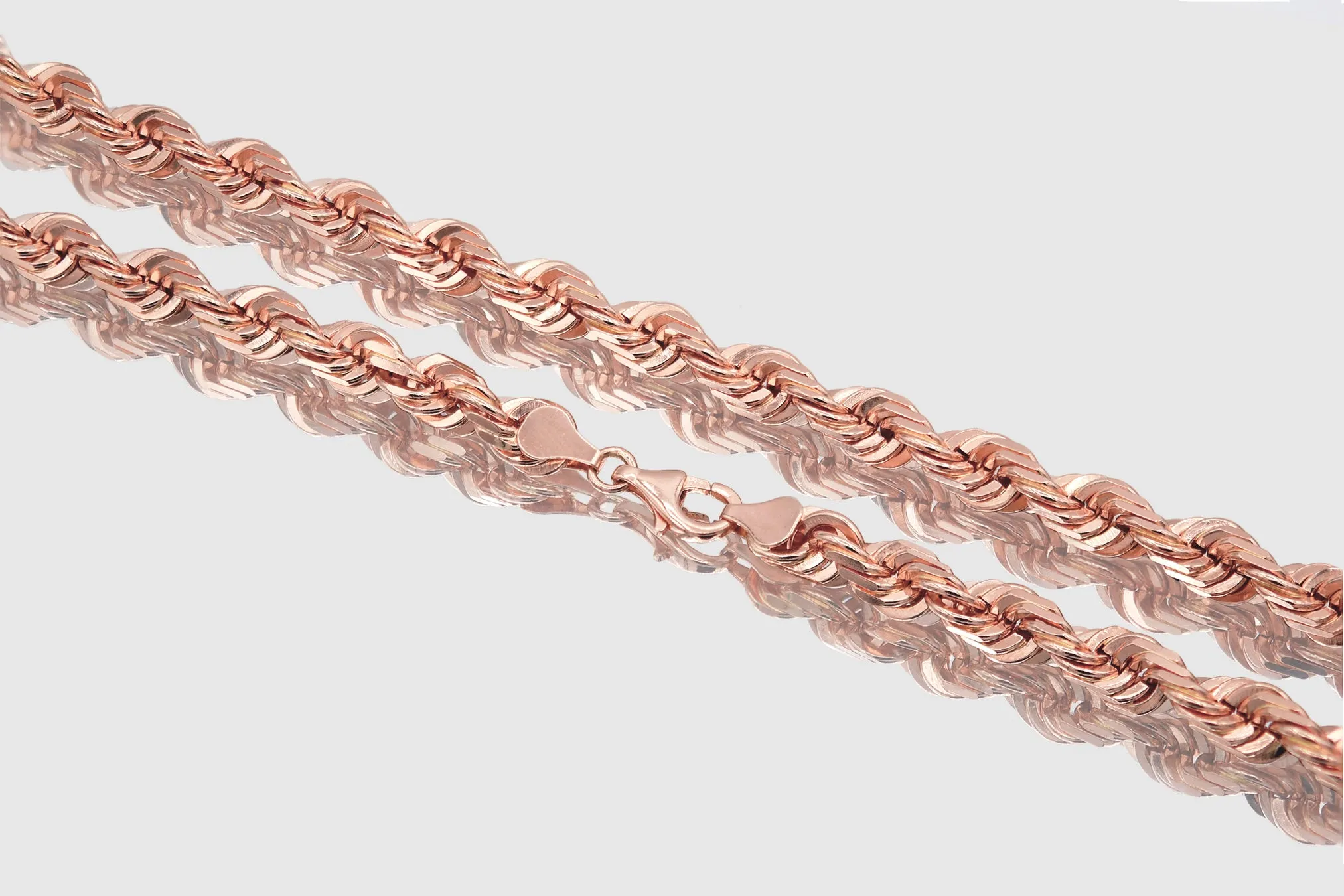 1.5mm - 12mm Solid Rope Necklace - 10k Rose Gold