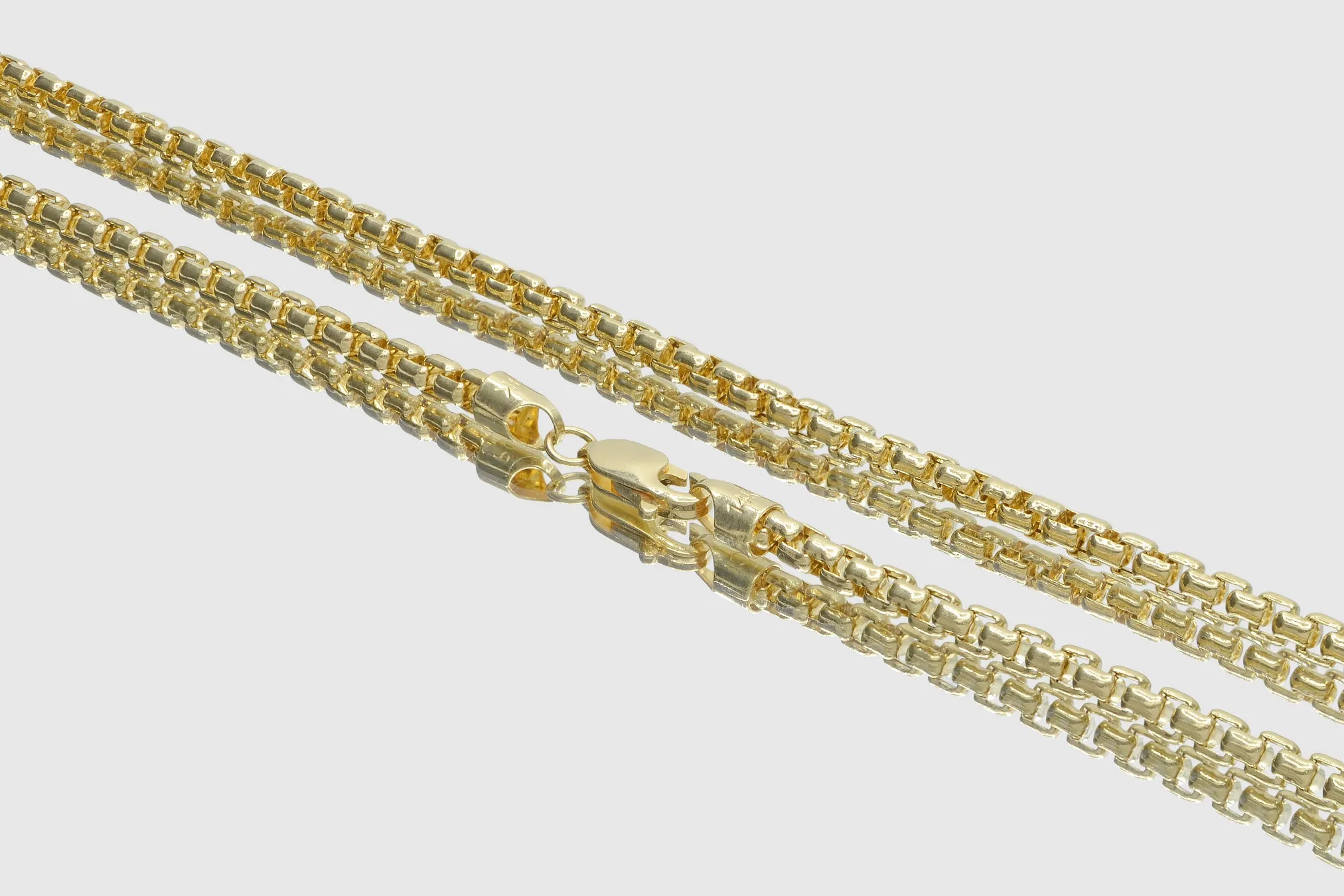1.5mm - 3.5mm Hollow Round Box Necklace - 10k Yellow Gold