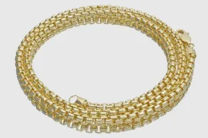 1.5mm - 3.5mm Hollow Round Box Necklace - 10k Yellow Gold
