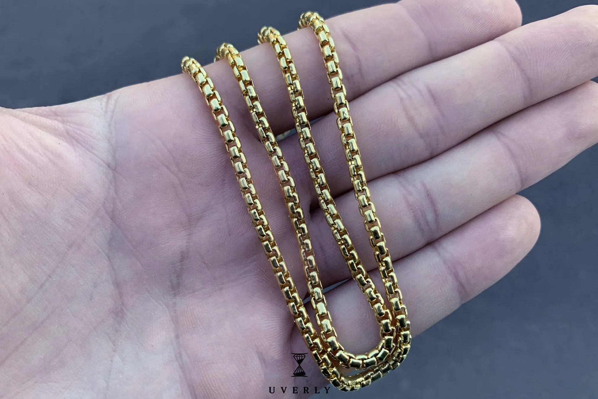 1.5mm - 3.5mm Hollow Round Box Necklace - 10k Yellow Gold