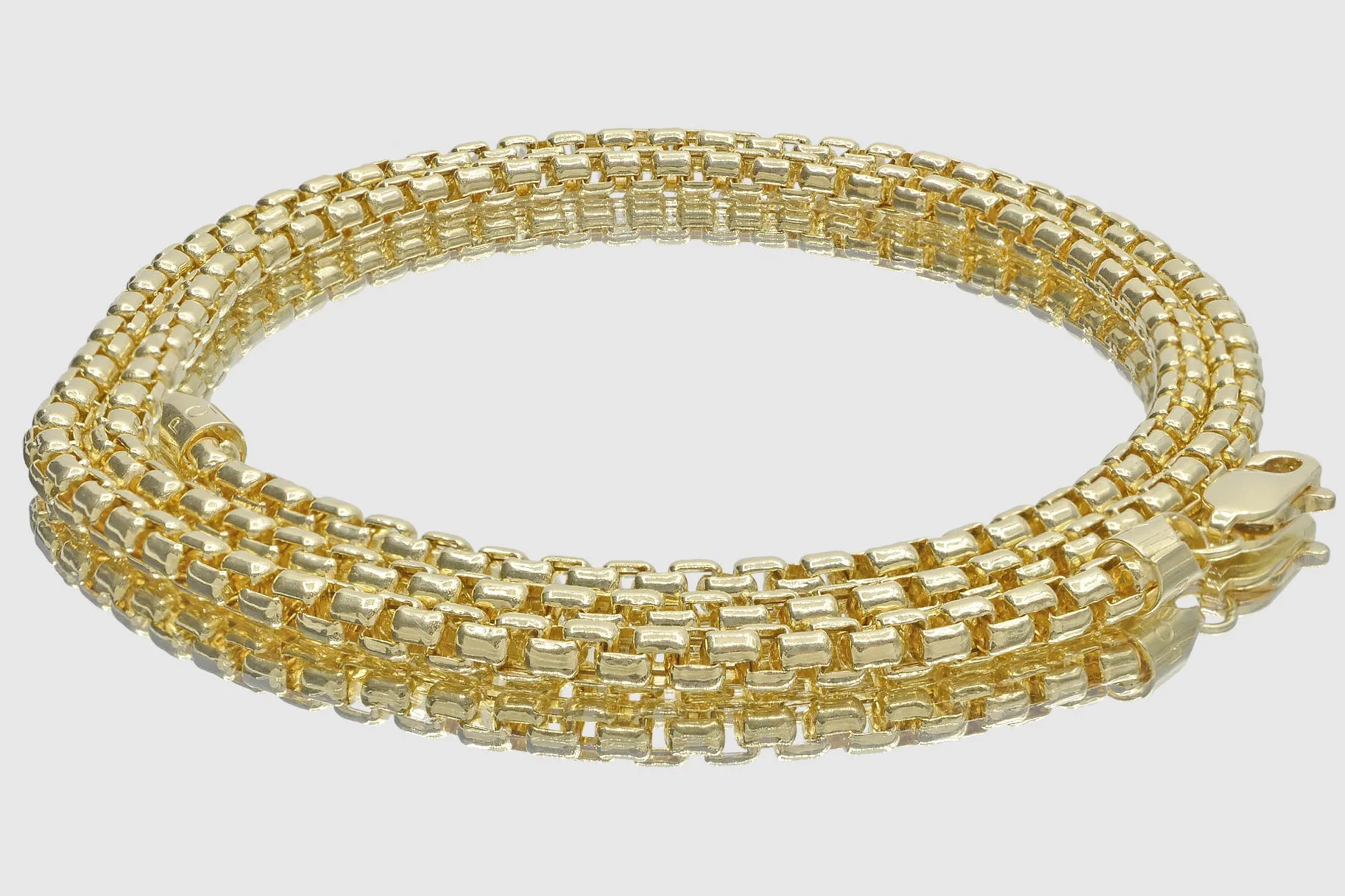 1.5mm - 3.5mm Hollow Round Box Necklace - 10k Yellow Gold