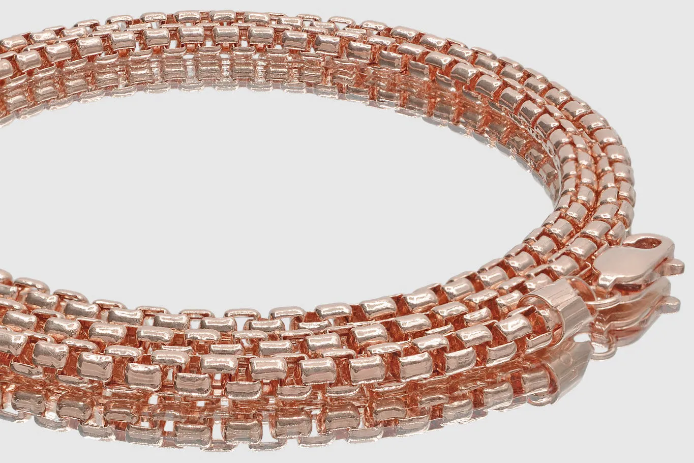 1.5mm - 3.5mm Hollow Round Box Necklace - 14k Rose Gold