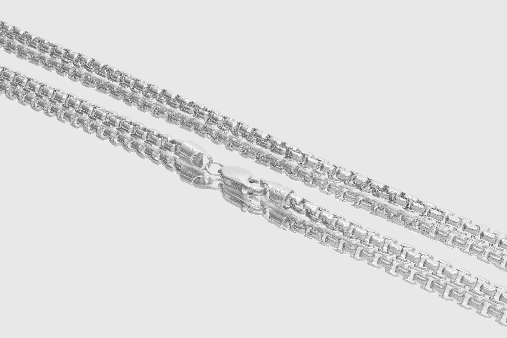 1.5mm - 3.5mm Solid Round Box Necklace - 14k White Gold