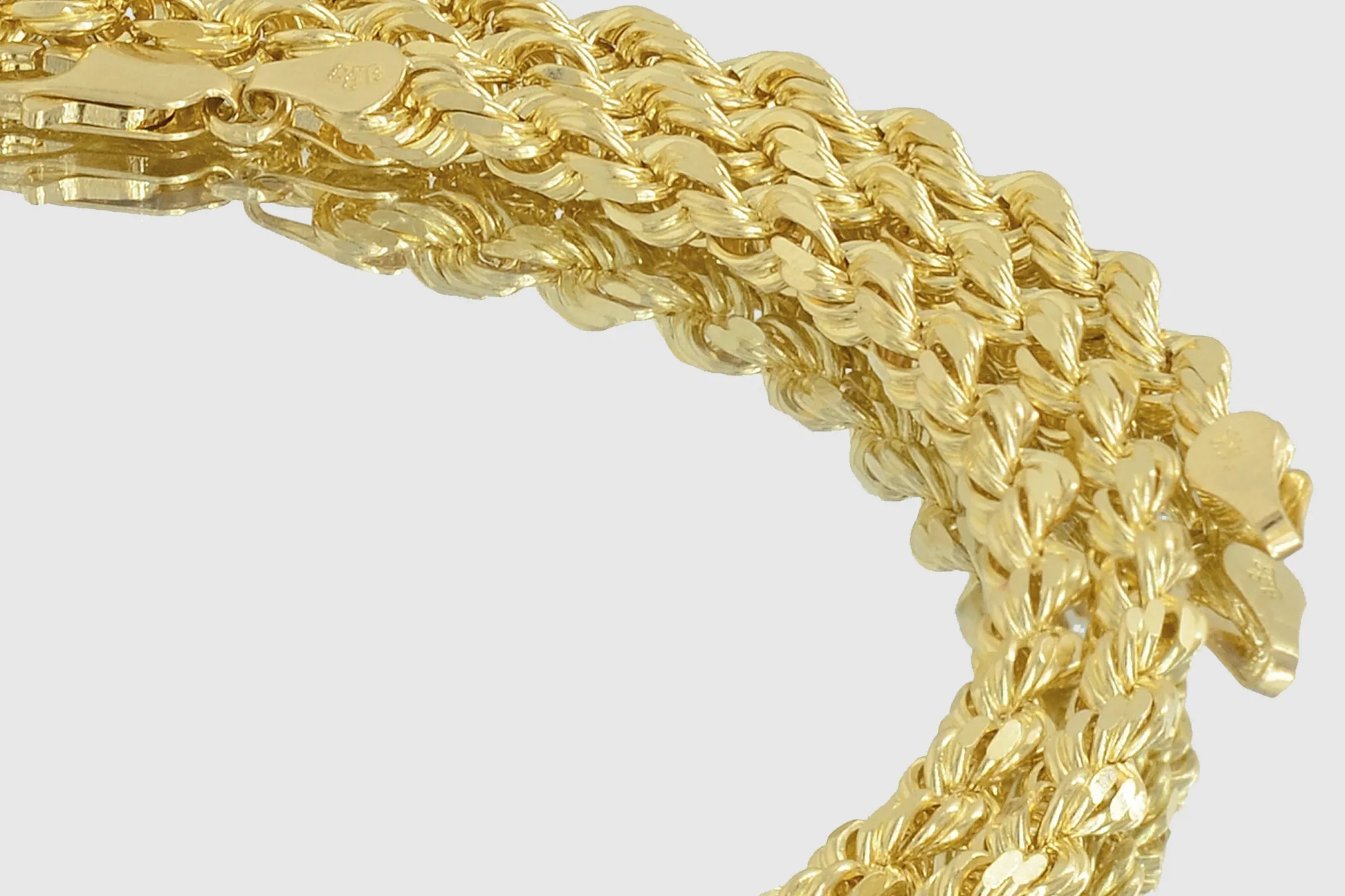 1.5mm - 5mm Solid Rope Necklace - 18k Yellow Gold