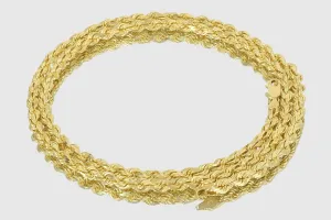 1.5mm - 5mm Solid Rope Necklace - 18k Yellow Gold