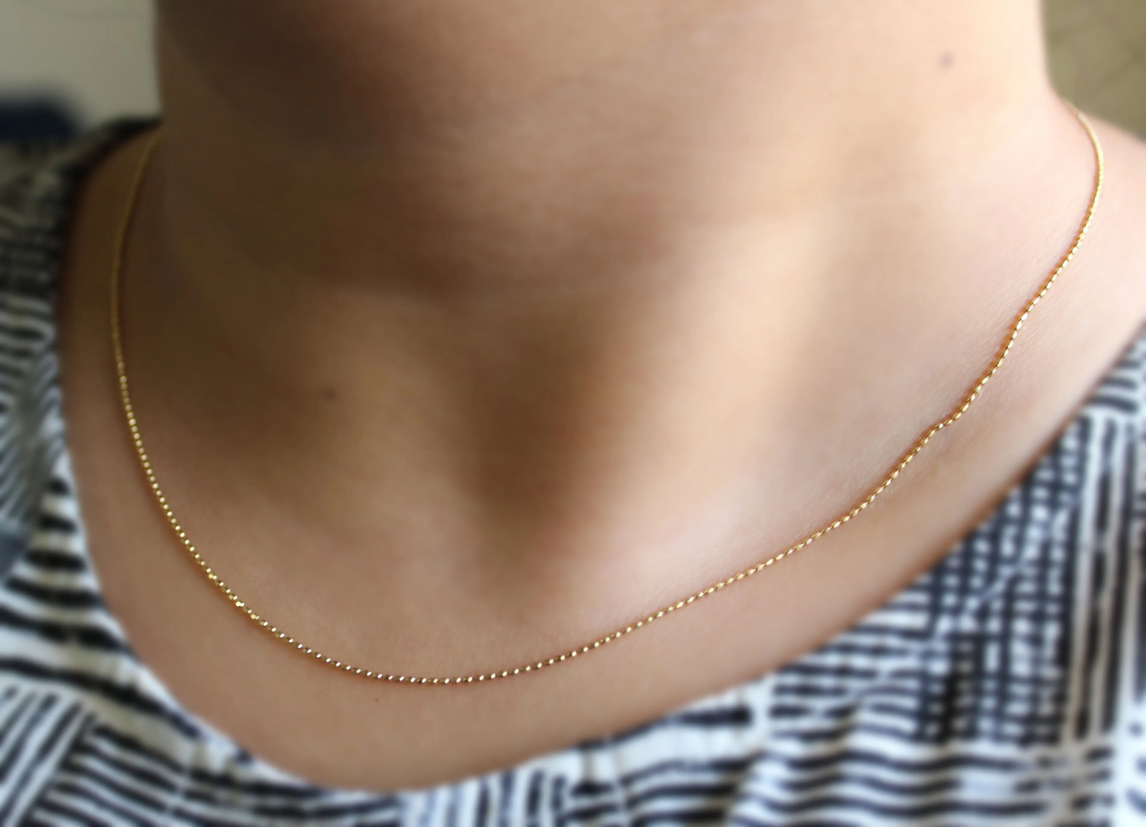 18k Solid Yellow Gold Beaded or Ball Chain