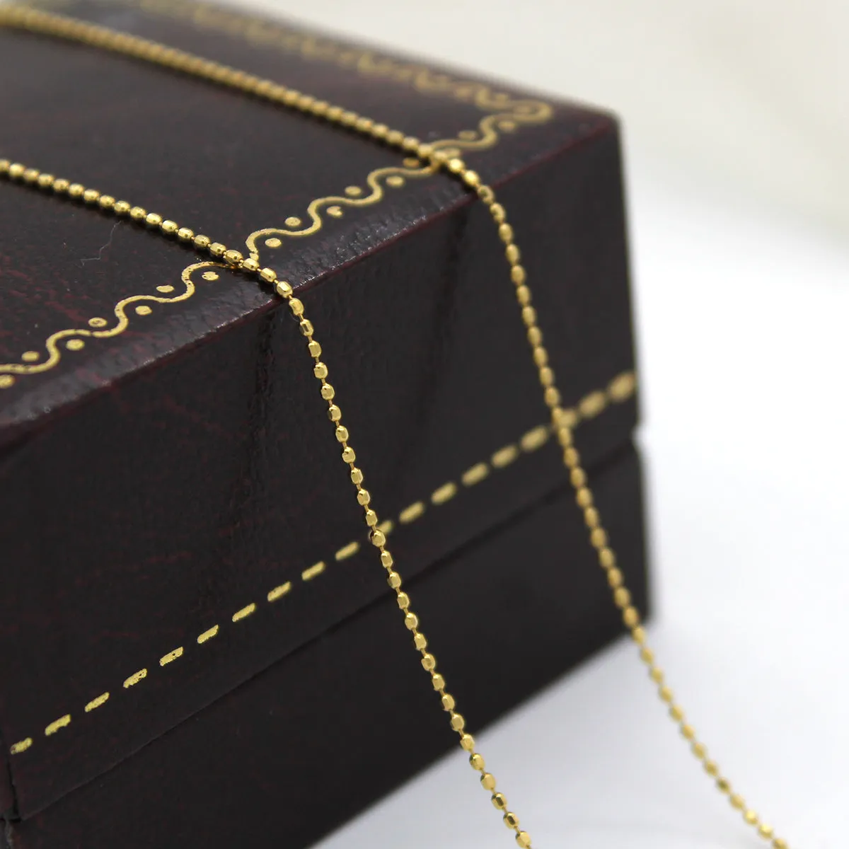 18k Solid Yellow Gold Beaded or Ball Chain