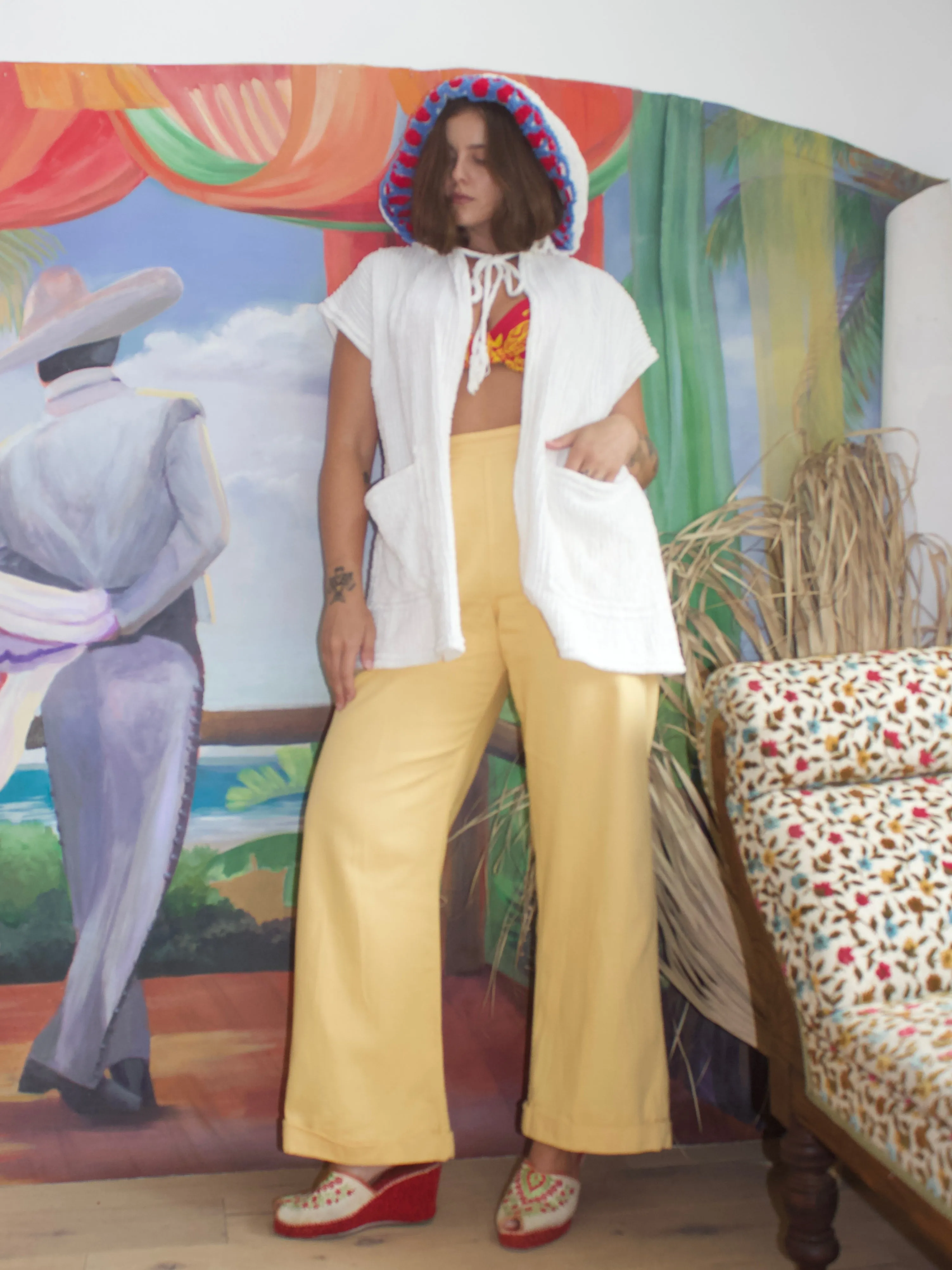 1930s Hooded Chenille Beach Cover Up