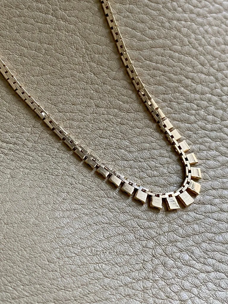 1932-1982 Danish 14k gold necklace - Cleopatra brick link by SV Glymers