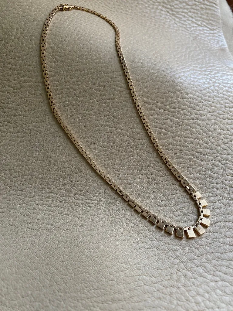 1932-1982 Danish 14k gold necklace - Cleopatra brick link by SV Glymers