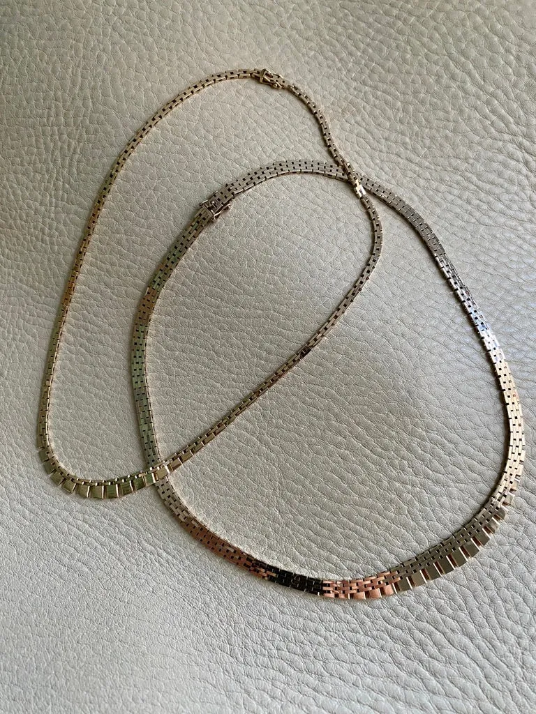 1932-1982 Danish 14k gold necklace - Cleopatra brick link by SV Glymers