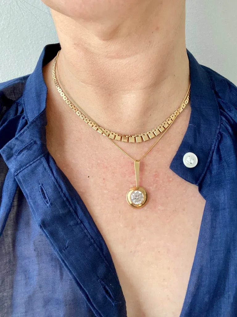 1932-1982 Danish 14k gold necklace - Cleopatra brick link by SV Glymers