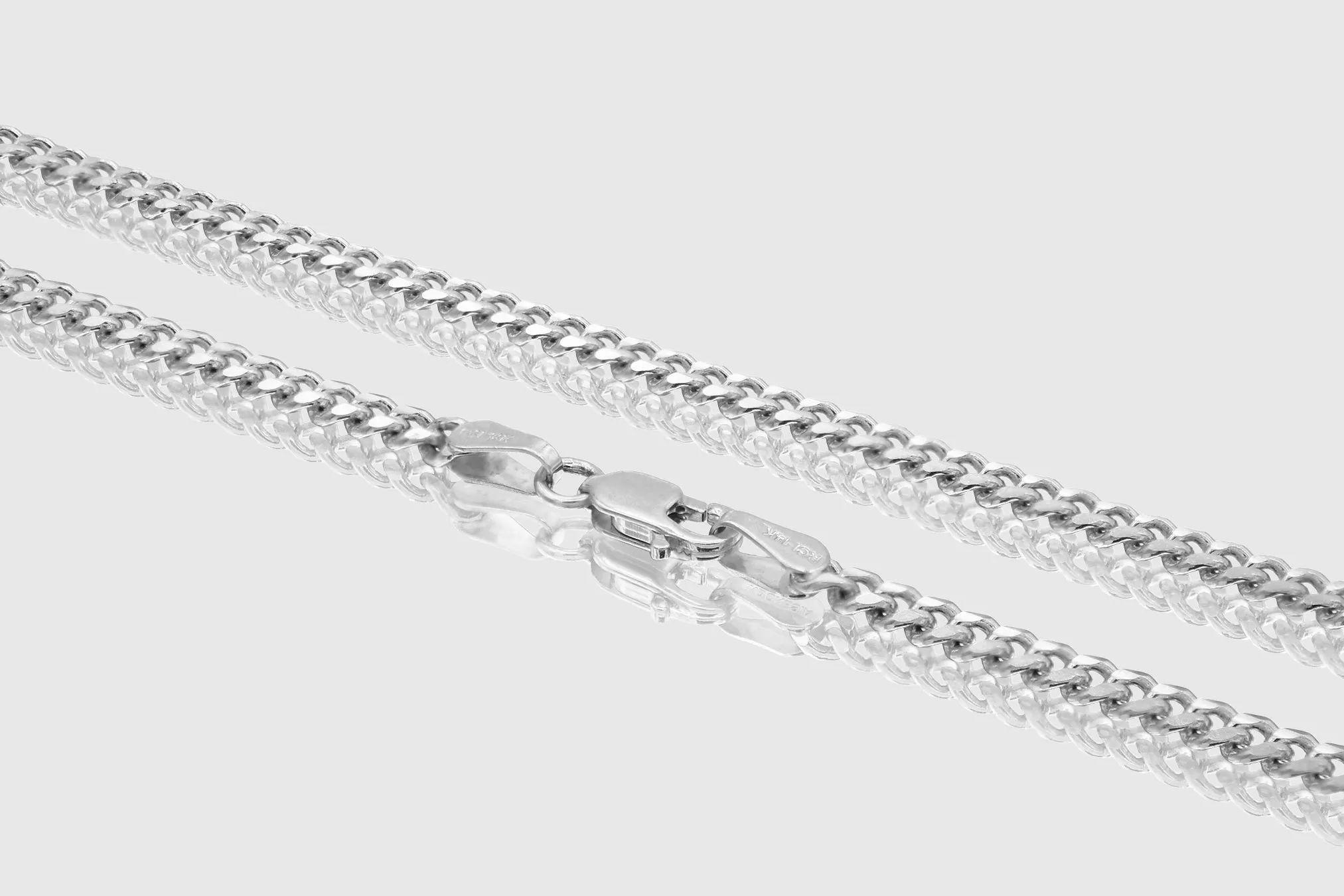 1mm - 2.8mm Baby Miami Cuban Link Solid White Gold Necklace