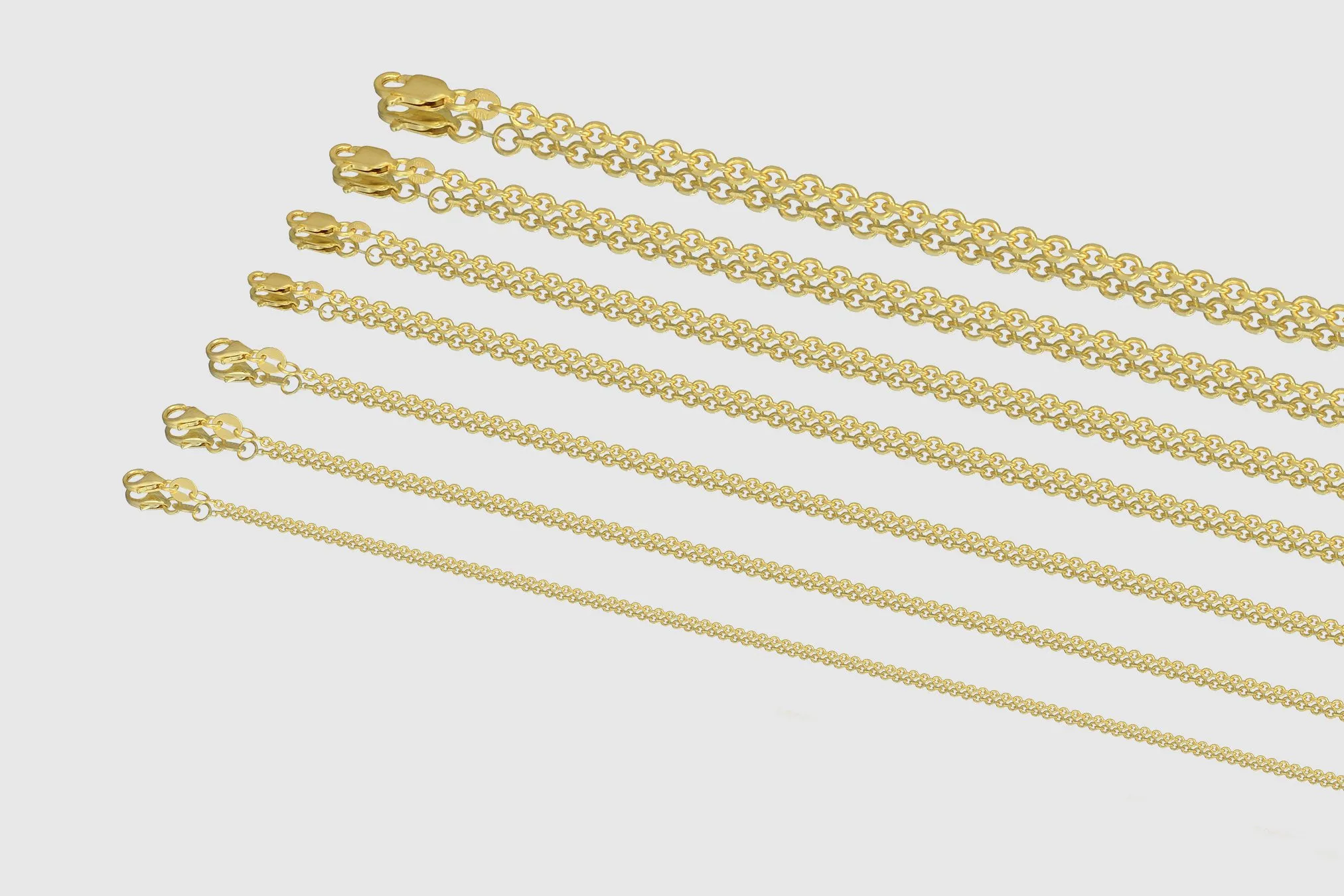 1mm - 3.5mm Cable Necklace - 14k Yellow Gold