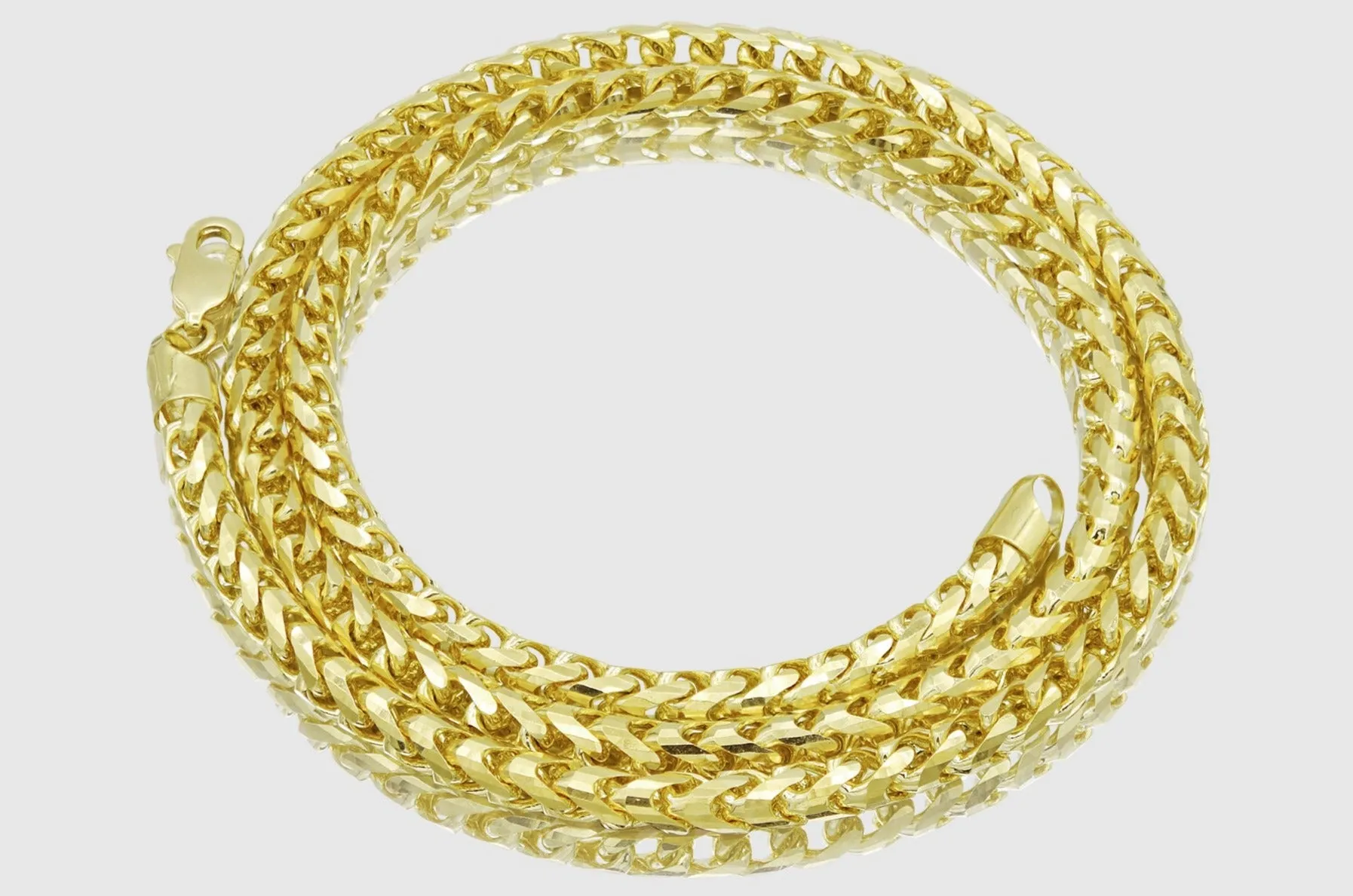 1mm - 6.5mm 14k Round Franco Diamond Cut Solid Yellow Gold Necklace