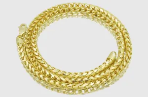 1mm - 6.5mm 14k Round Franco Diamond Cut Solid Yellow Gold Necklace
