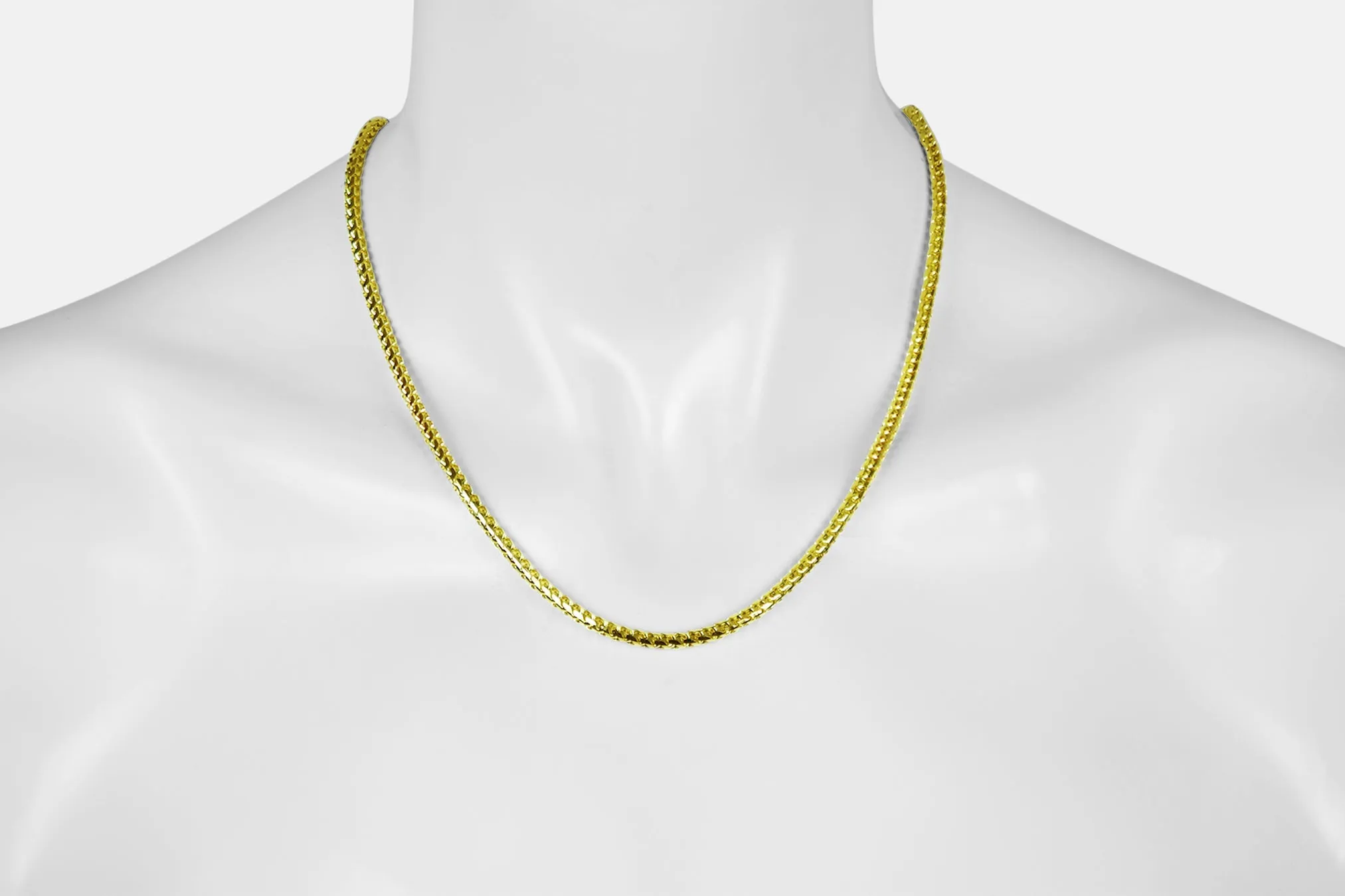 1mm - 6.5mm 14k Round Franco Diamond Cut Solid Yellow Gold Necklace