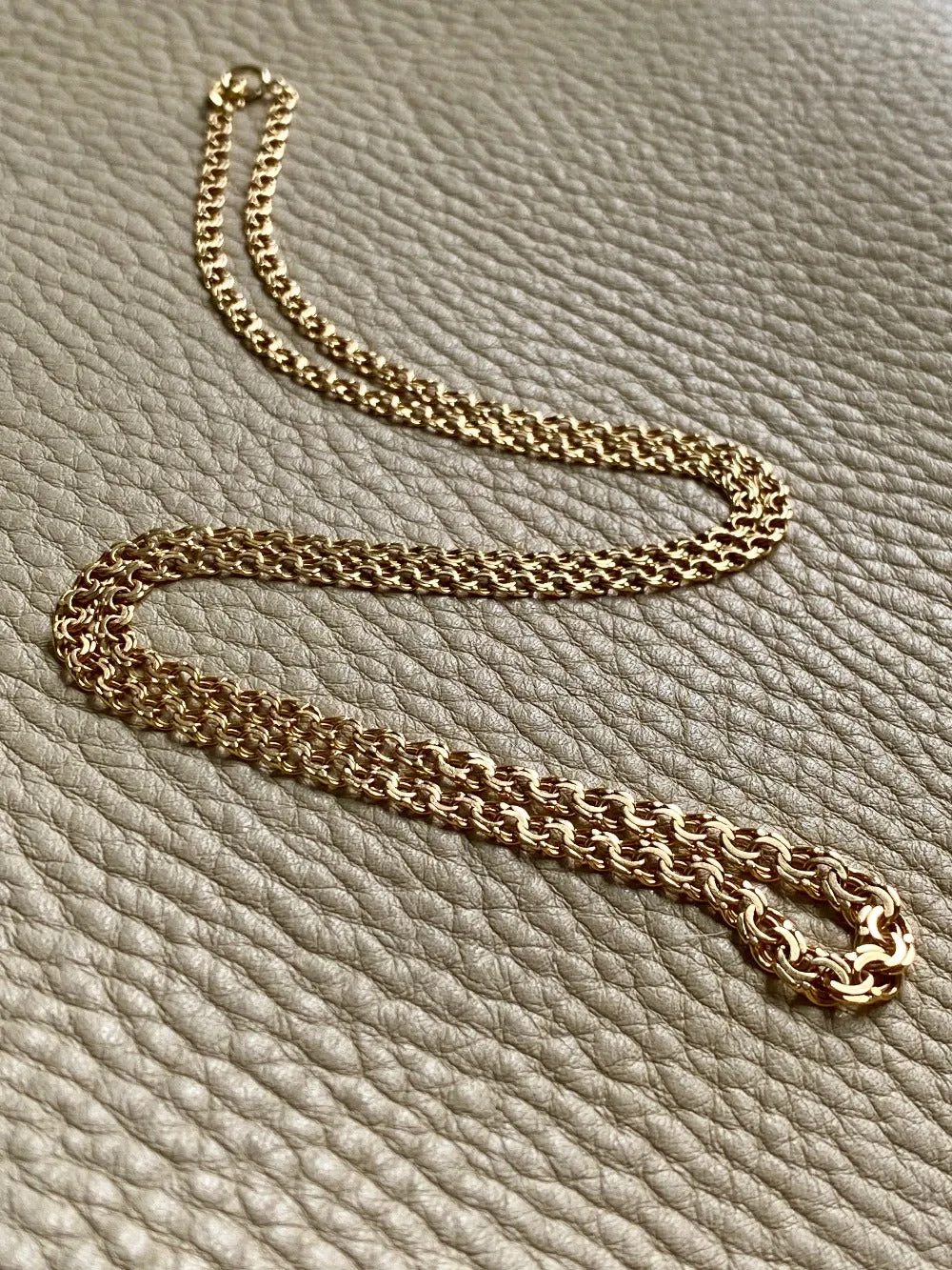 20.5 Inch longer length!  Vintage Swedish Double-link necklace - Solid 18k gold
