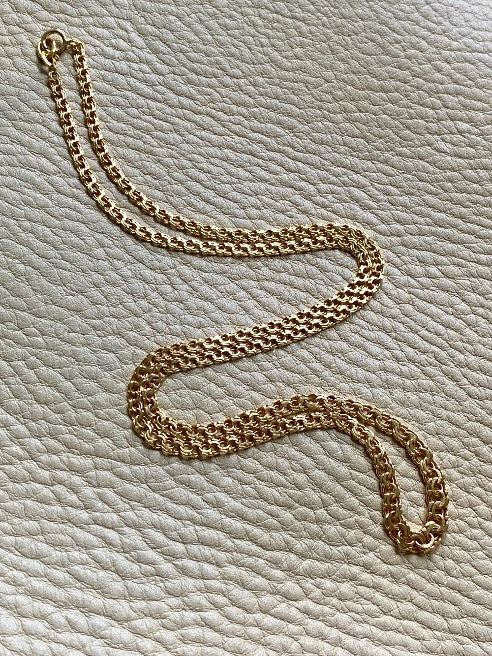 20.5 Inch longer length!  Vintage Swedish Double-link necklace - Solid 18k gold