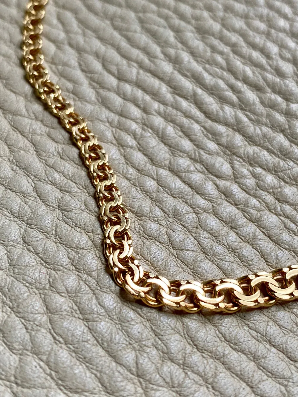 20.5 Inch longer length!  Vintage Swedish Double-link necklace - Solid 18k gold