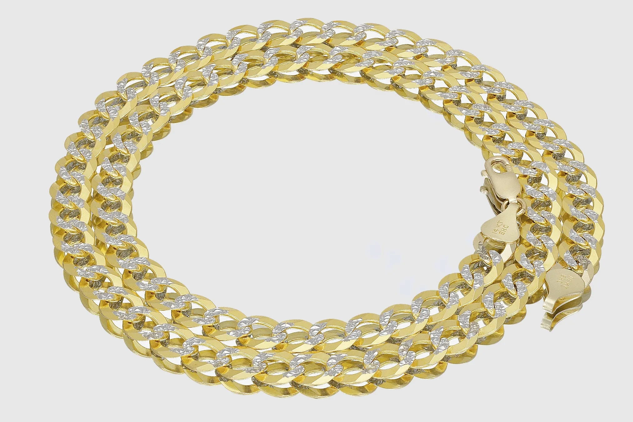 2.5mm - 16mm Solid Cuban Curb Diamond Cut Necklace - 14k Yellow Gold