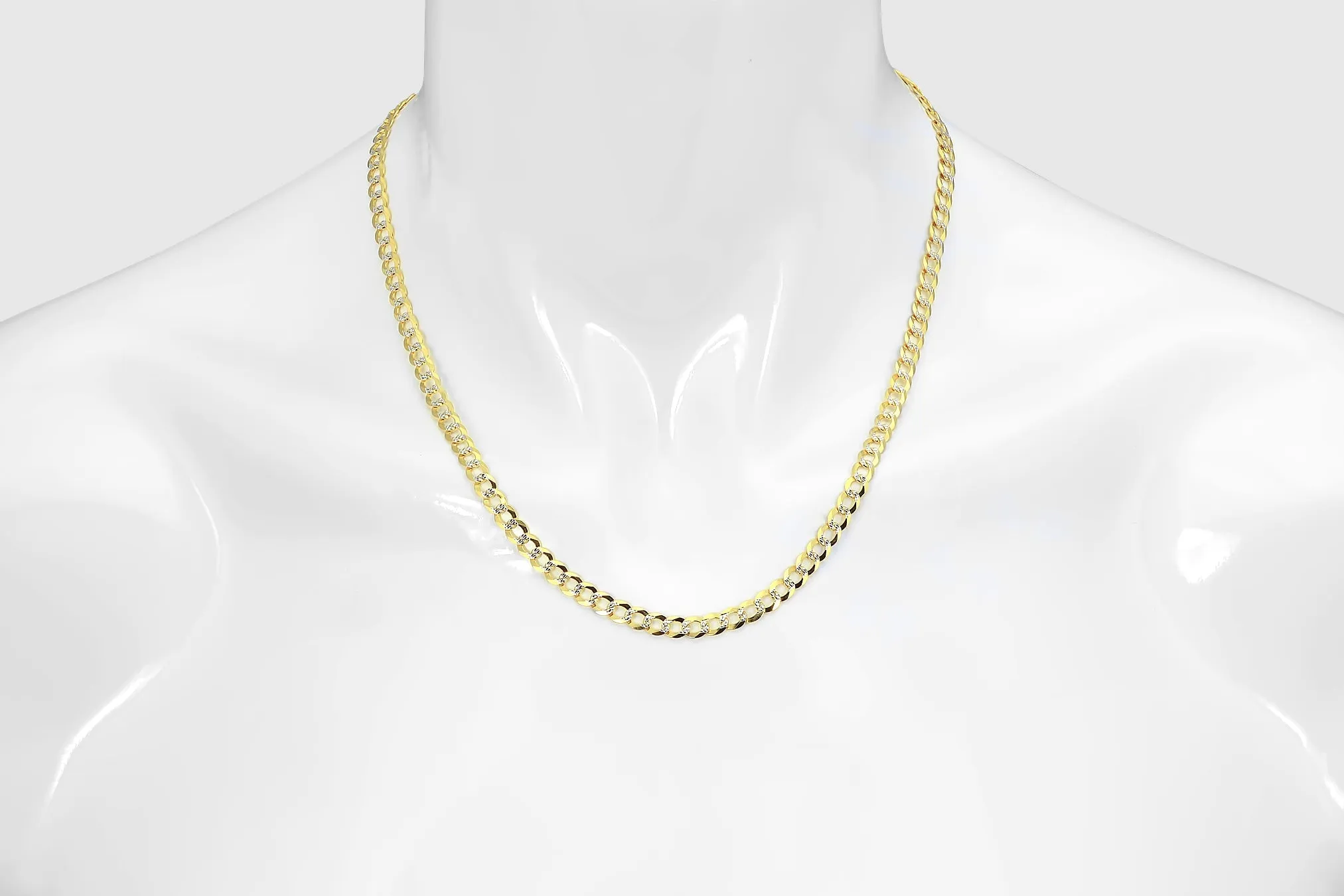 2.5mm - 16mm Solid Cuban Curb Diamond Cut Necklace - 14k Yellow Gold