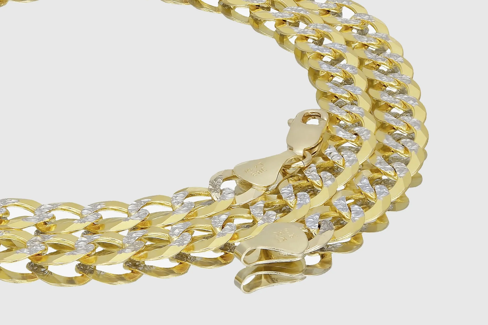 2.5mm - 16mm Solid Cuban Curb Diamond Cut Necklace - 14k Yellow Gold