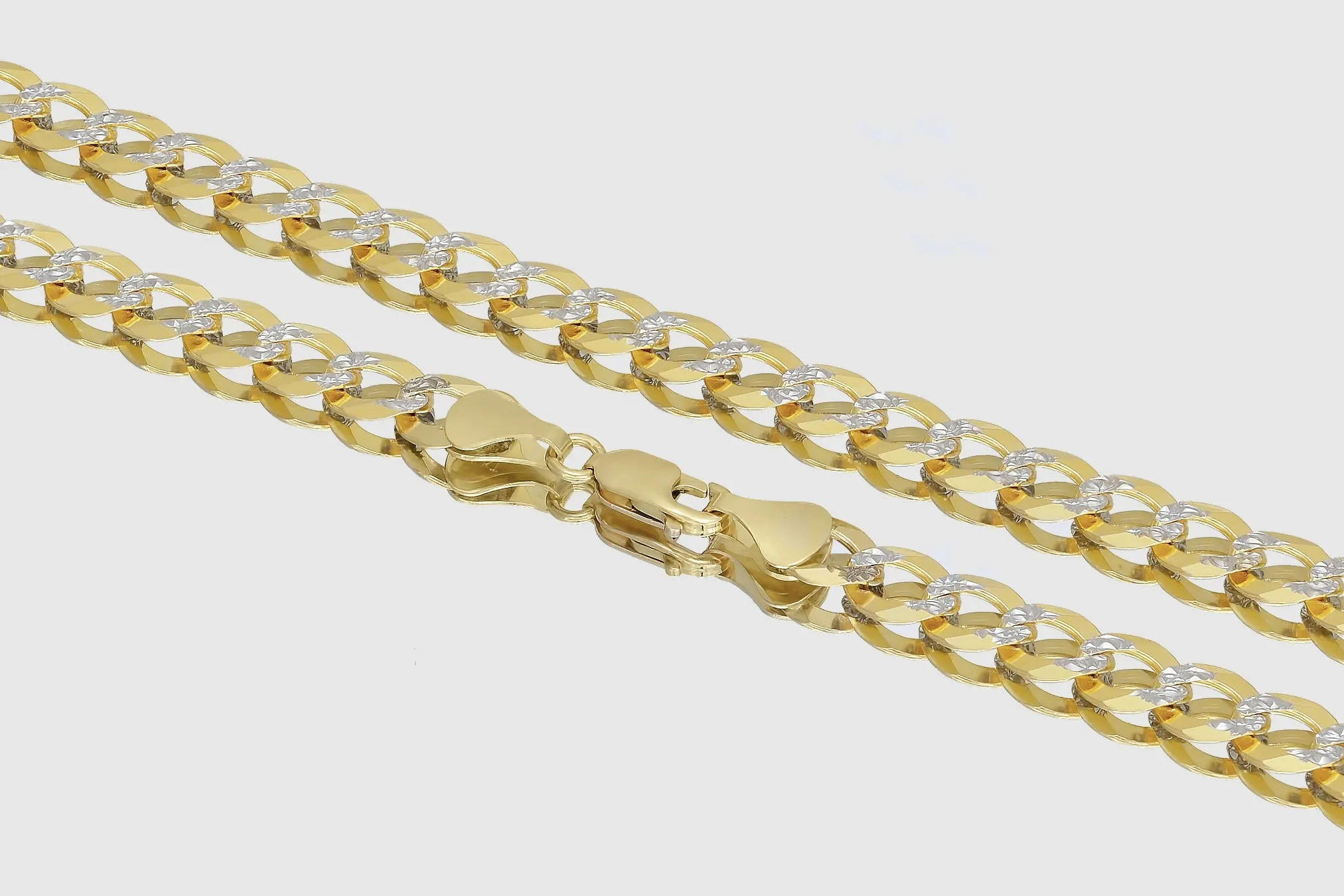 2.5mm - 16mm Solid Cuban Curb Diamond Cut Necklace - 14k Yellow Gold