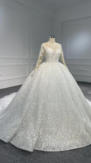 29808- BYG ivory color vintage embroidery lace ball gown