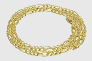 2mm - 12mm Solid Figaro Necklace - 14k Yellow Gold
