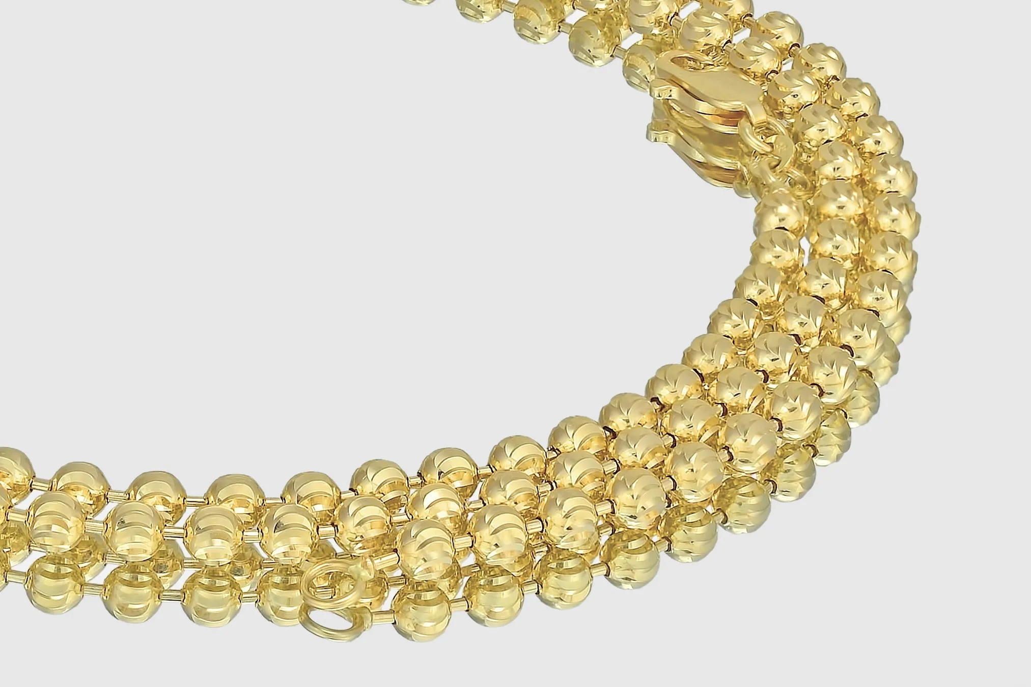 2mm - 5mm Moon Cut Bead Chain - 10k Yellow Gold