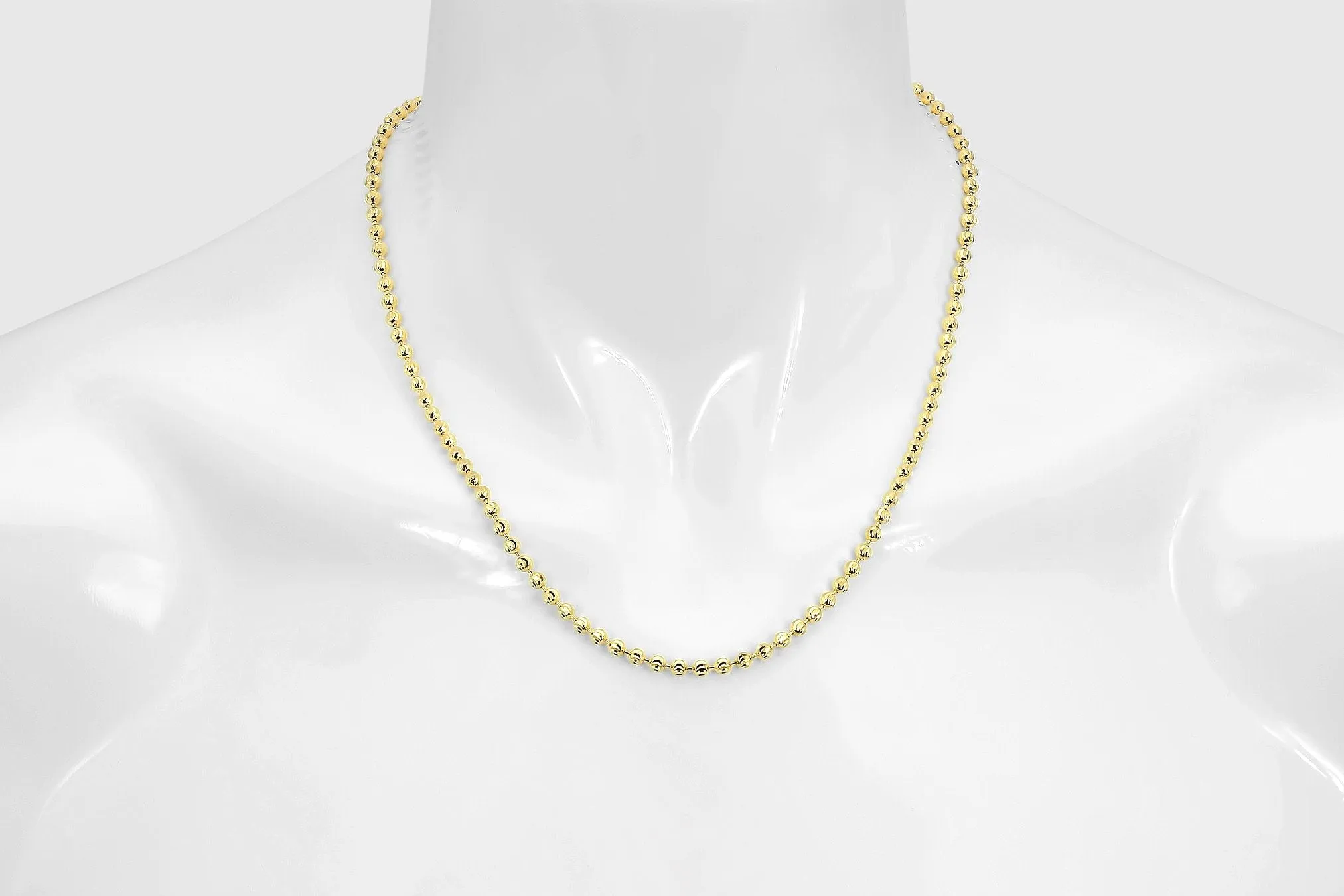 2mm - 5mm Moon Cut Bead Chain - 10k Yellow Gold