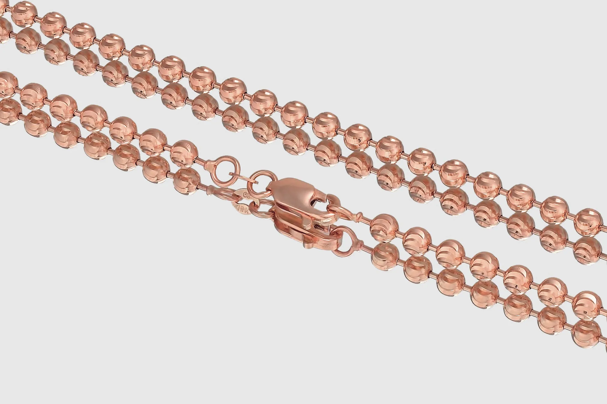 2mm - 5mm Moon Cut Bead Chain - 14k Rose Gold