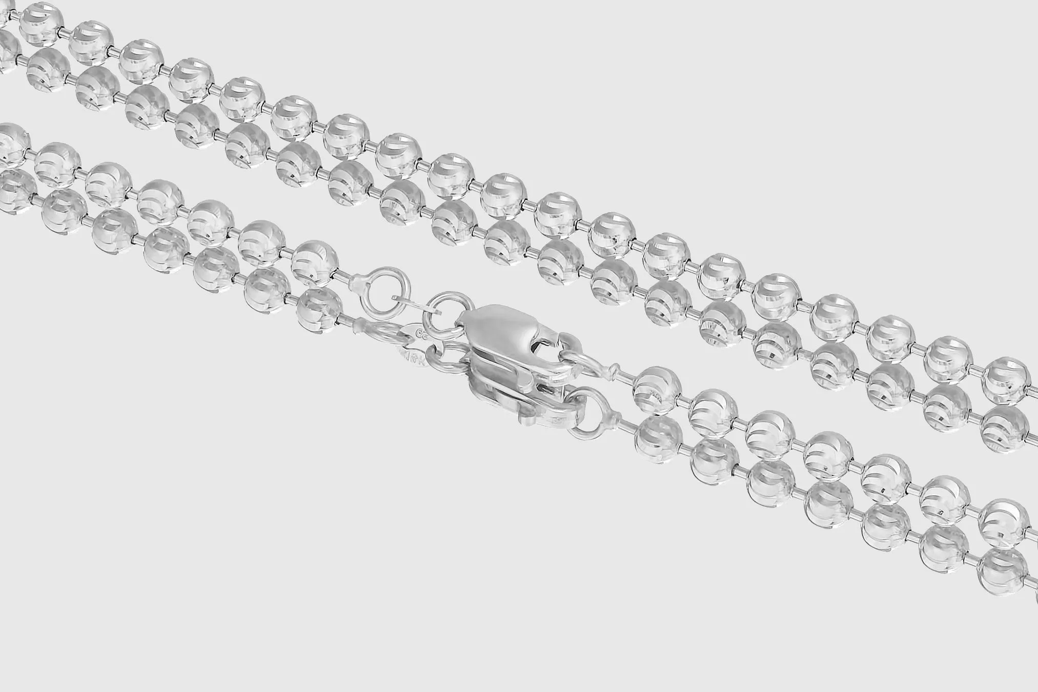 2mm - 5mm Moon Cut Bead Chain - 14k White Gold