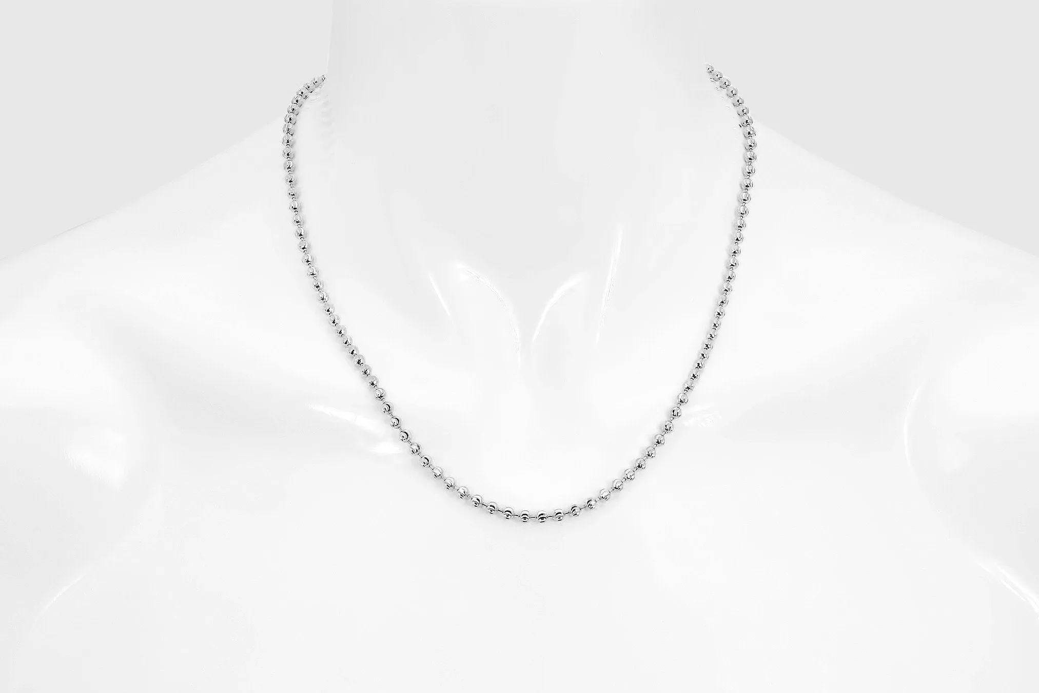 2mm - 5mm Moon Cut Bead Chain - 14k White Gold