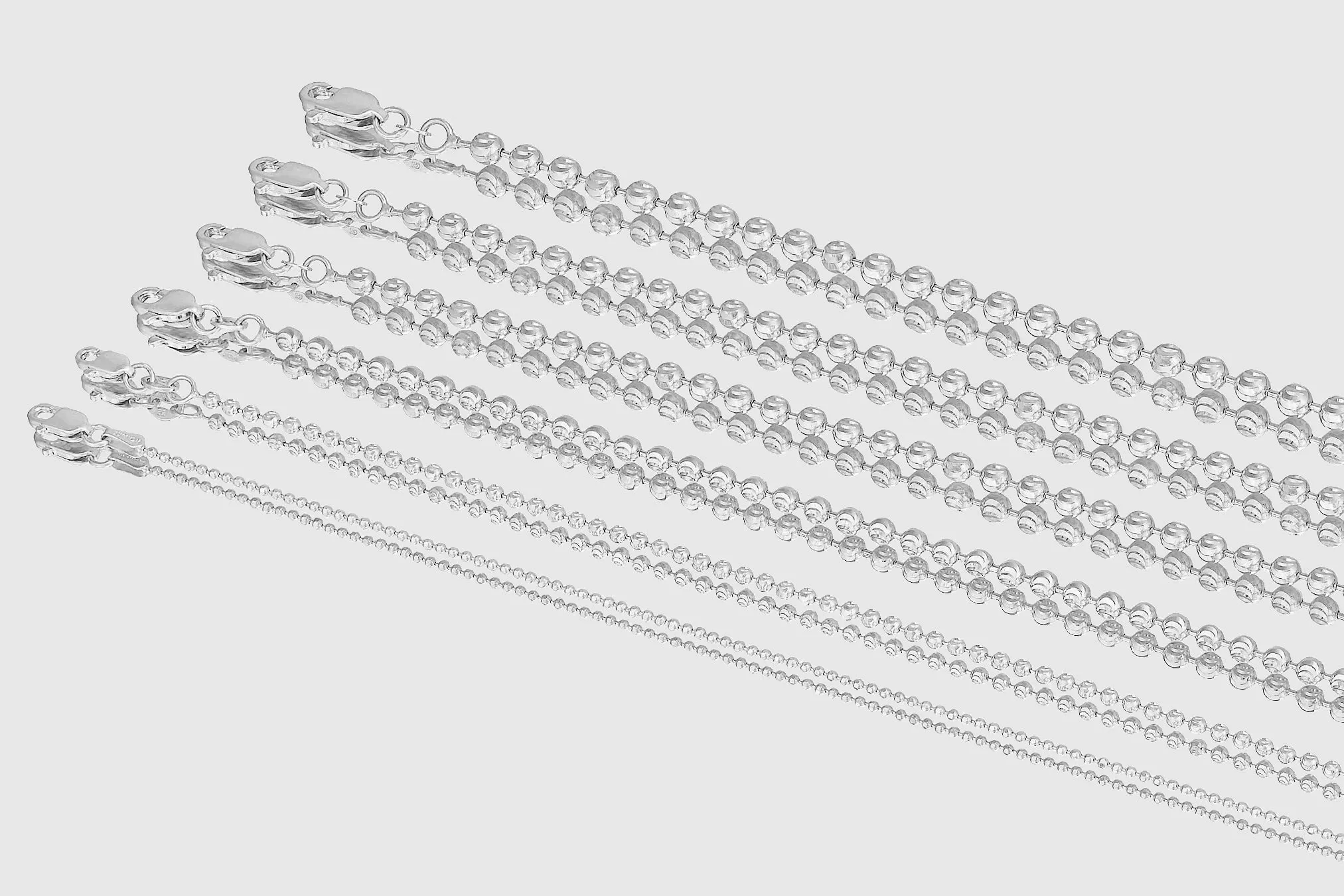 2mm - 5mm Moon Cut Bead Chain - 14k White Gold